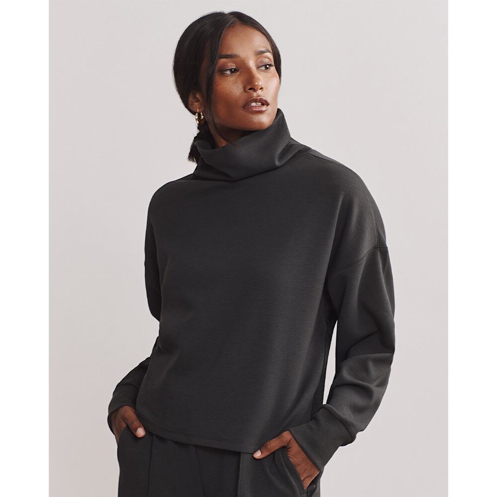RHONE Charcoal Black Funnel Neck Sweatshirt